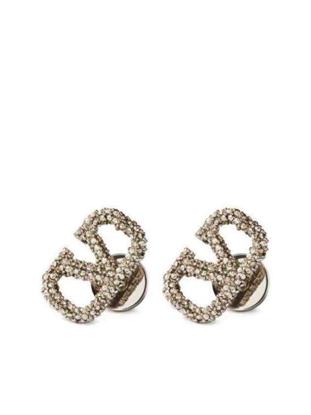 V Logo Signature Embellished Earrings Silver - VALENTINO - BALAAN 1