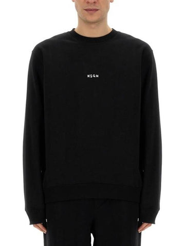 Brushed Micro Logo Cotton Sweatshirt Black - MSGM - BALAAN 1