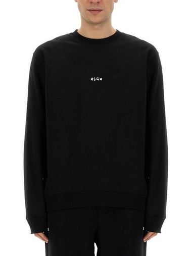 Brushed Micro Logo Cotton Sweatshirt Black - MSGM - BALAAN 1