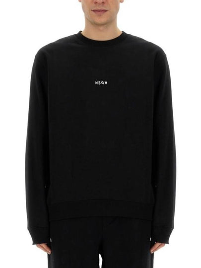 Brushed Micro Logo Cotton Sweatshirt Black - MSGM - BALAAN 2