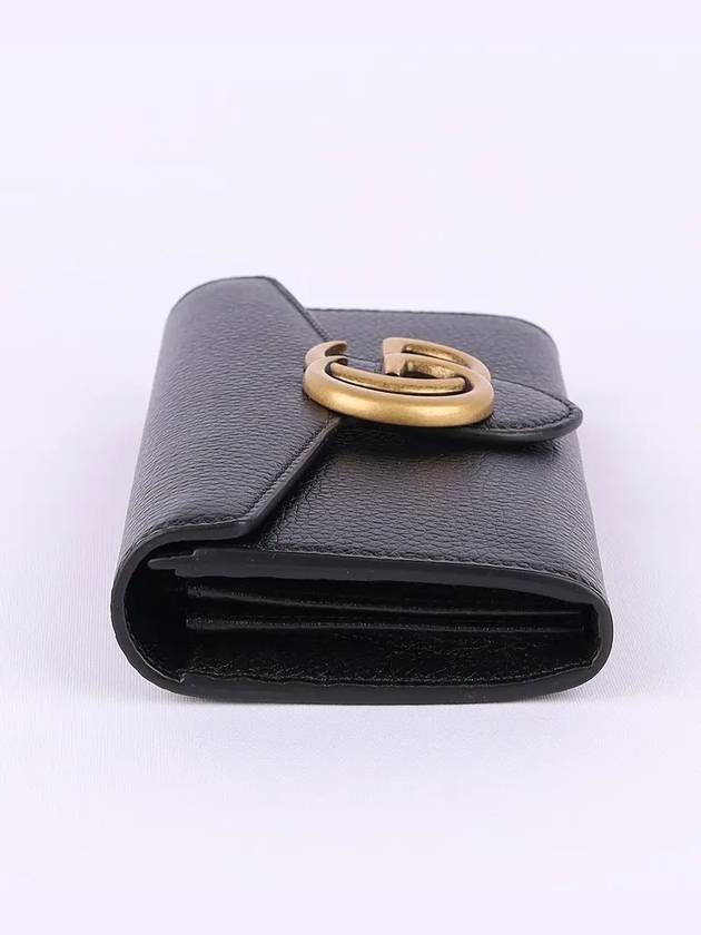 GG Logo Marmont Flap Long Wallet Black - GUCCI - BALAAN 6