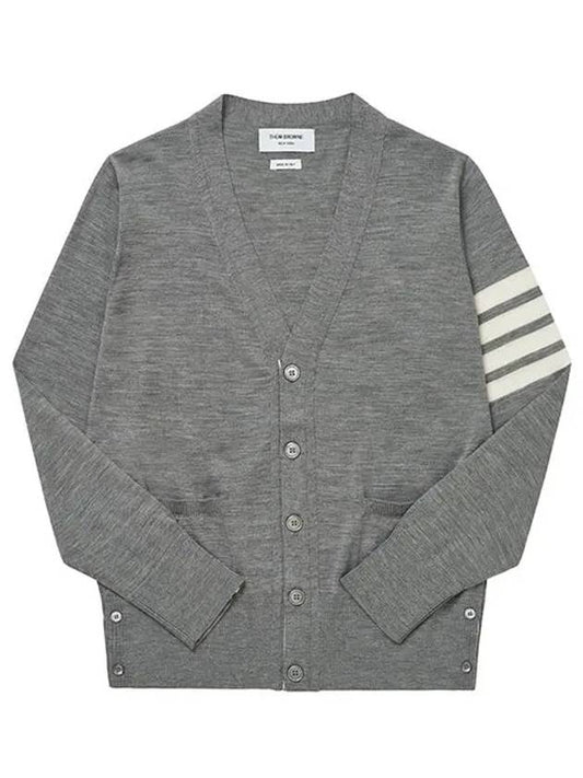 Men's Sustainable Classic Diagonal Wool Cardigan Pale Grey - THOM BROWNE - BALAAN 2
