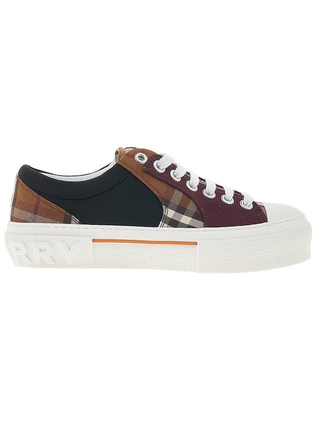 Vintage Check Cotton Neoprene Low Top Sneakers Dark Birch Brown - BURBERRY - BALAAN.