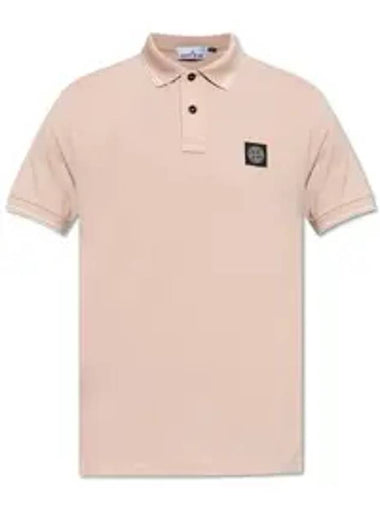 Organic Cotton Elastane Pique Polo Shirt Pink - STONE ISLAND - BALAAN 1