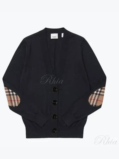 Dornoch Check Pattern Merino Wool Cardigan Black - BURBERRY - BALAAN 2