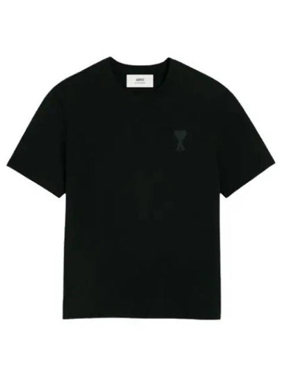 Small Heart Logo Short Sleeve T-Shirt Black - AMI - BALAAN 2