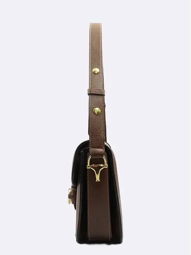 602204 Brown Leather GG Supreme Canvas 1955 Gold Horsebit Shoulder and Crossbag - GUCCI - BALAAN 2