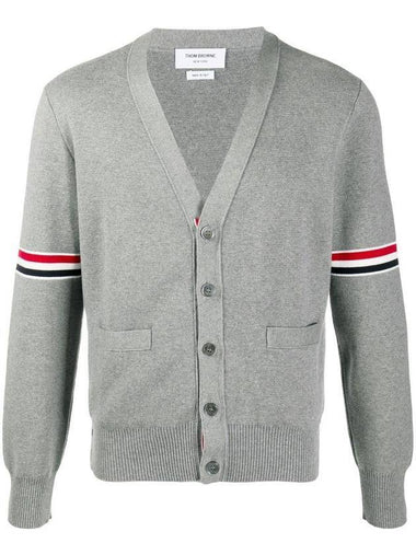 Milano Stitch Sprite Armband Cotton V-neck Cardigan Light Grey - THOM BROWNE - BALAAN 1