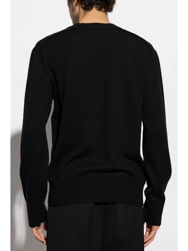 Check Label Wool Knit Top Black - BURBERRY - BALAAN 5