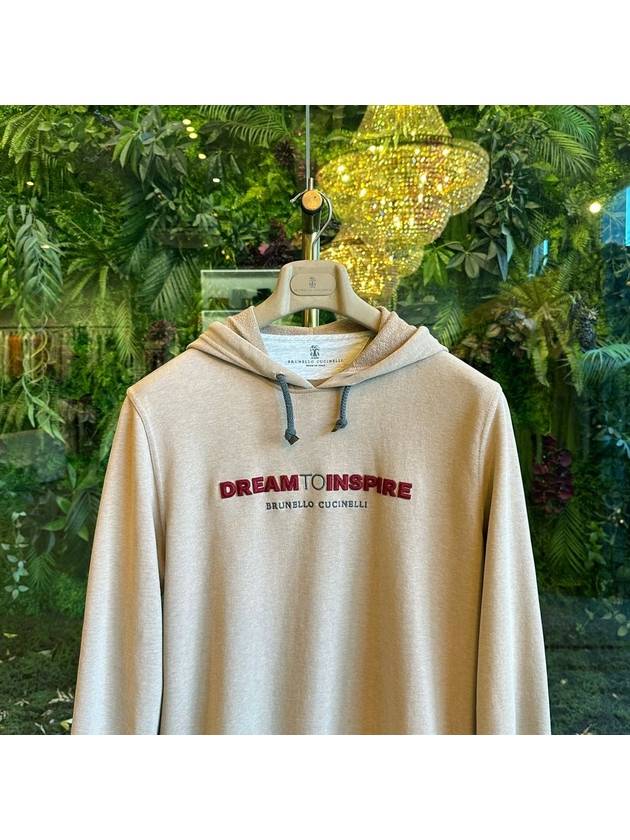 Hoodie embroidered logo detail beige MTU143119G CB575 - BRUNELLO CUCINELLI - BALAAN 2