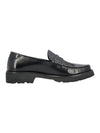 Women's Chunky Penny Slippers Smooth Leather Loafers Black - SAINT LAURENT - BALAAN.