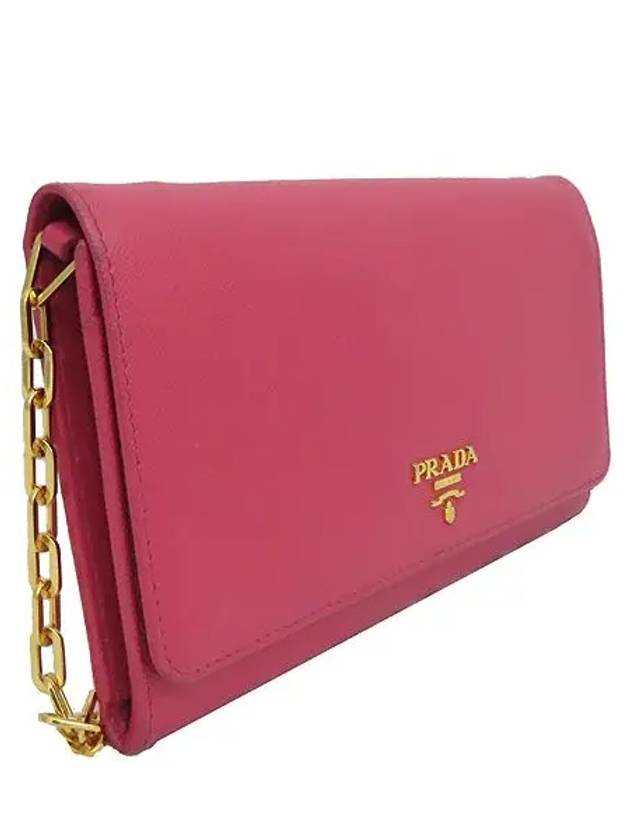 1M1440 SAFFIANO METAL PEONIA Pink gold logo chain WOC mini cross bag - PRADA - BALAAN 2