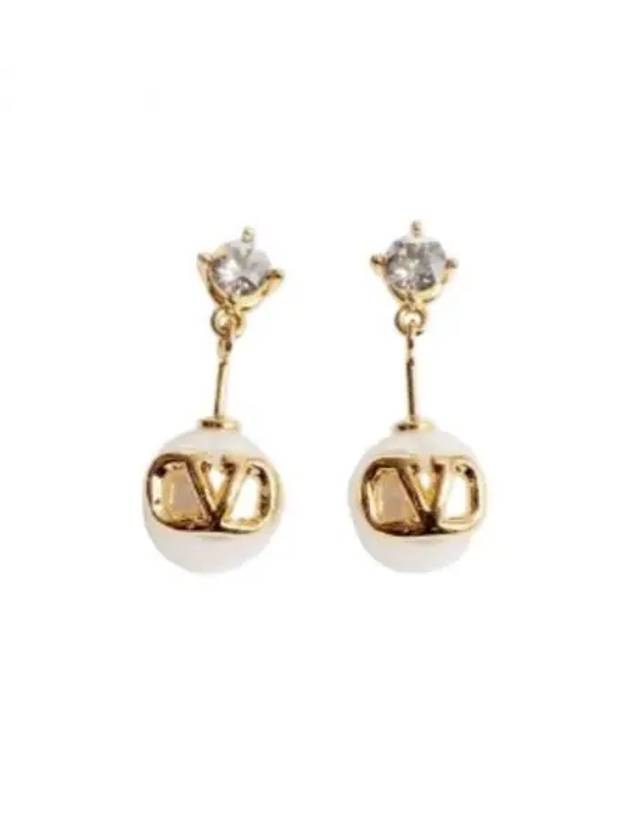 V Logo Signature Earrings Gold - VALENTINO - BALAAN 2