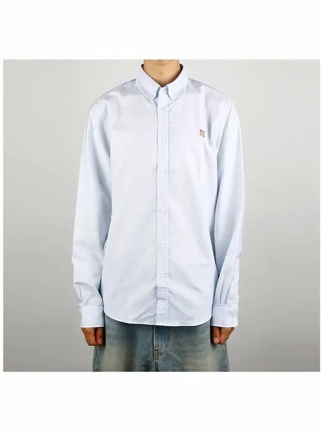 Fox Head Embroidery Long Sleeve Shirt Blue - MAISON KITSUNE - BALAAN 3