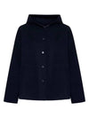 Gennaio Hooded Wool Single Coat Navy - MAX MARA - BALAAN 2