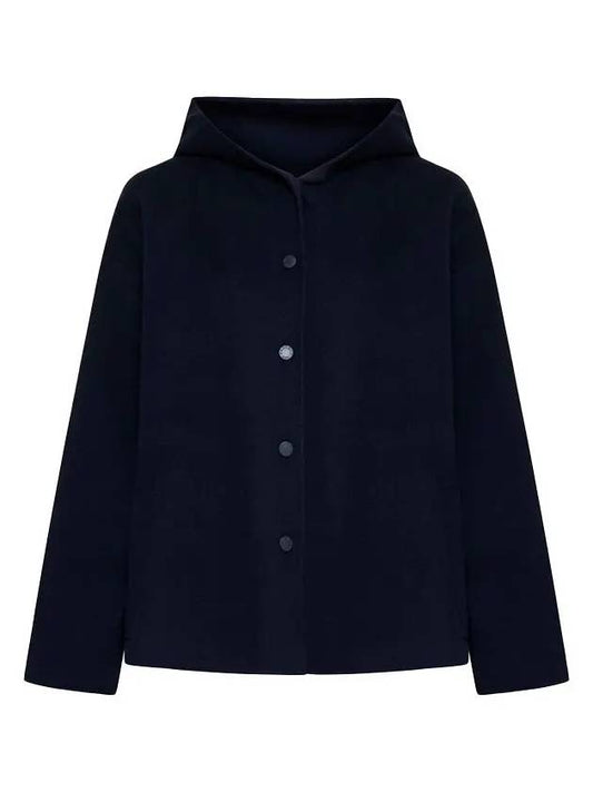 Gennaio Hooded Wool Single Coat Navy - MAX MARA - BALAAN 2