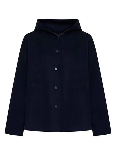 Gennaio Hooded Wool Single Coat Navy - MAX MARA - BALAAN 2