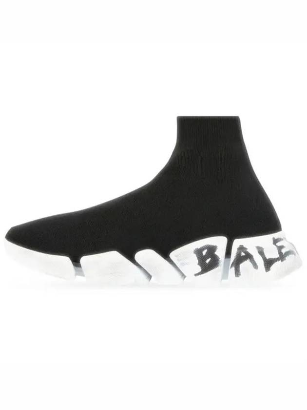 Speed 2.0 Graffiti Knit High Top Sneakers Black - BALENCIAGA - BALAAN 5