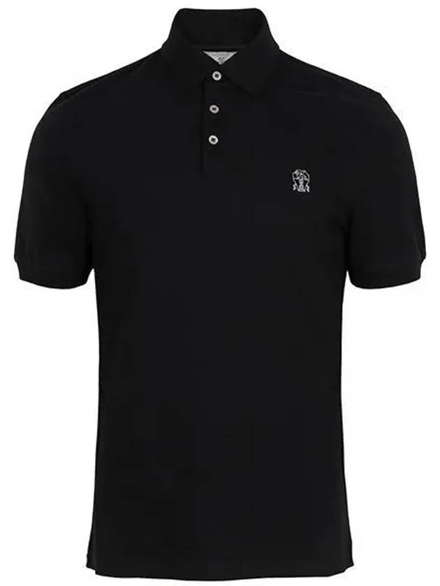 Printed Logo Cotton Polo Shirt Black - BRUNELLO CUCINELLI - BALAAN 2