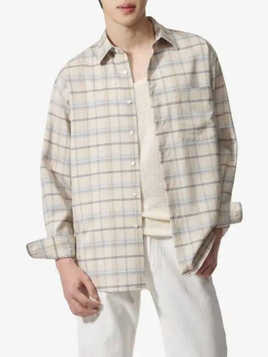 Super light wool check shirt beige A24SS01LCLIGHTBEIGECHECK - AURALEE - BALAAN 1