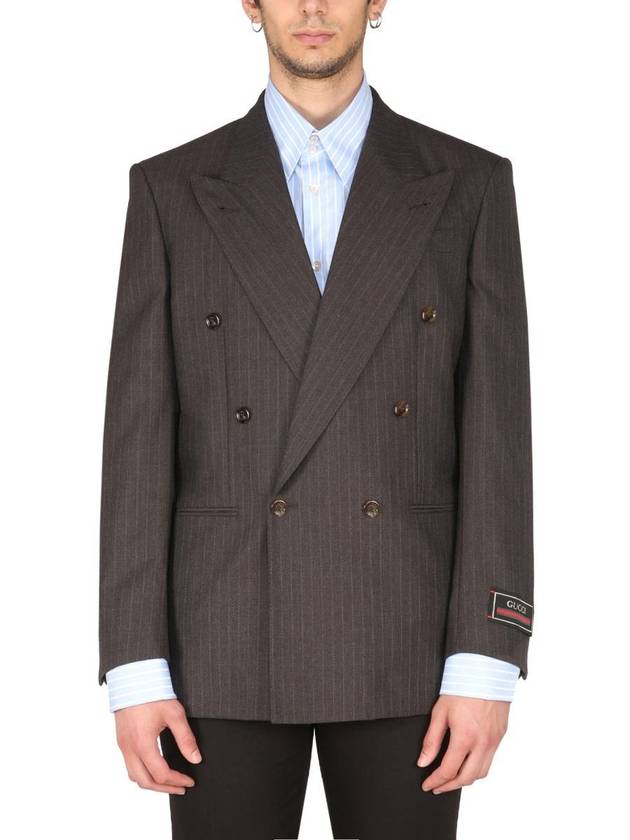 Wool Blazer Double Coat Brown - GUCCI - BALAAN 2