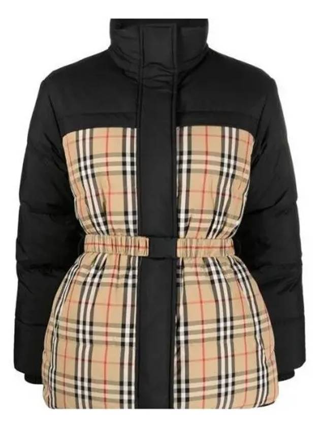 Check Reversible Down Puffer Jacket Beige Black - BURBERRY - BALAAN 2