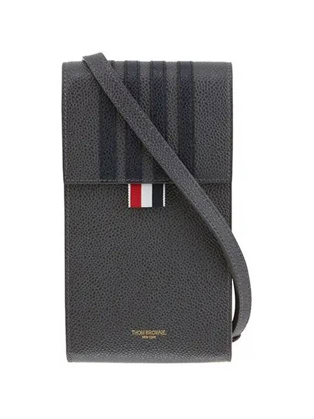 4-Bar Stripe Phone Holder Cross Bag Dark Grey - THOM BROWNE - BALAAN 3