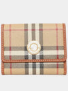 Women's Checked Leather Small Half Wallet Archive Beige - BURBERRY - BALAAN 3