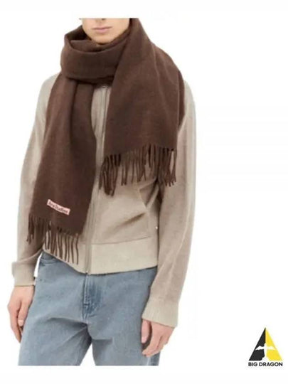 Logo Wool Fringe Scarf Brown - ACNE STUDIOS - BALAAN 2