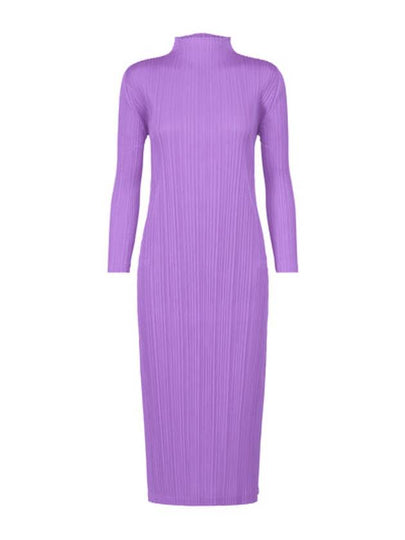 Monthly Color September Pleats Long Sleeve Midi Dress Purple - ISSEY MIYAKE - BALAAN 2