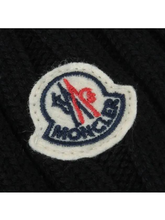 Logo Patch Wool Beanie Black - MONCLER - BALAAN 5