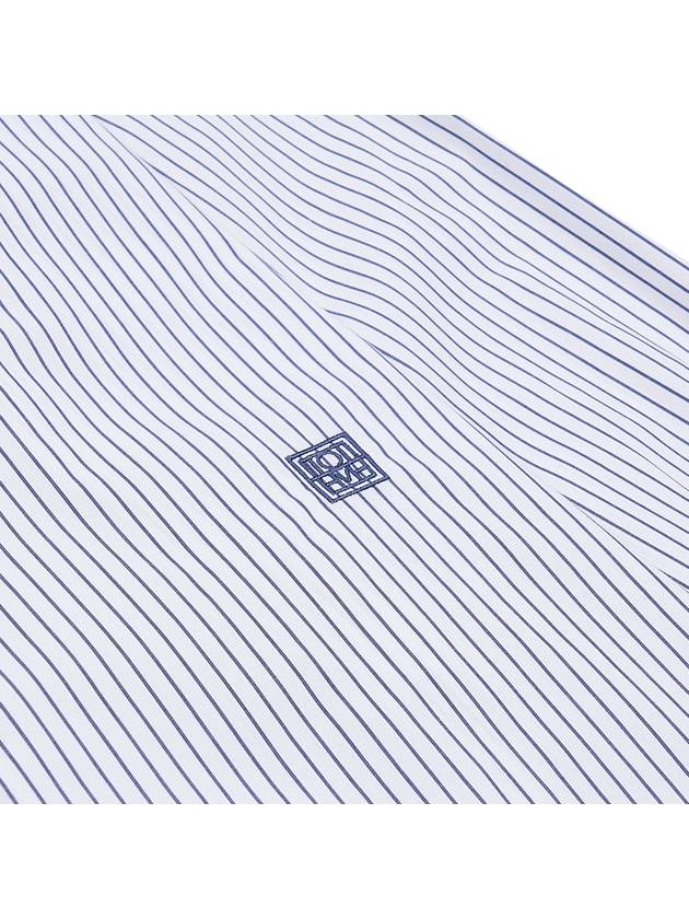 Striped Cotton Lyocell Long Sleeve Shirt White Navy - TOTEME - BALAAN.