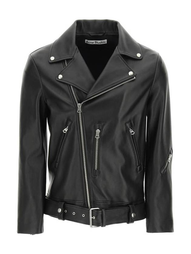 Zipper Detail Leather Jacket Black - ACNE STUDIOS - BALAAN.