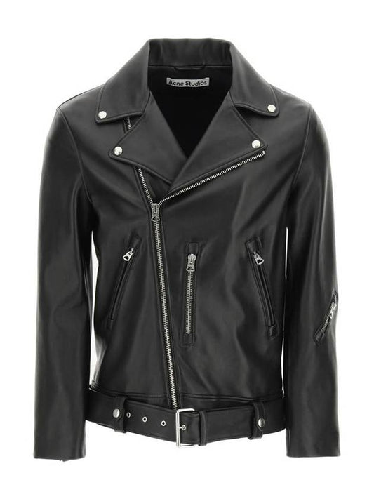 Zipper Detail Leather Jacket Black - ACNE STUDIOS - BALAAN 1