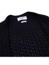 V-Neck Diagonal Pointelle Wool Cardigan Navy - THOM BROWNE - BALAAN 11