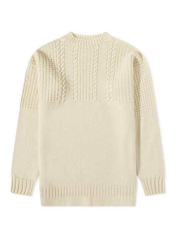 Crew Neck Cable Wool Knit Top Ivory - MAISON MARGIELA - BALAAN 1