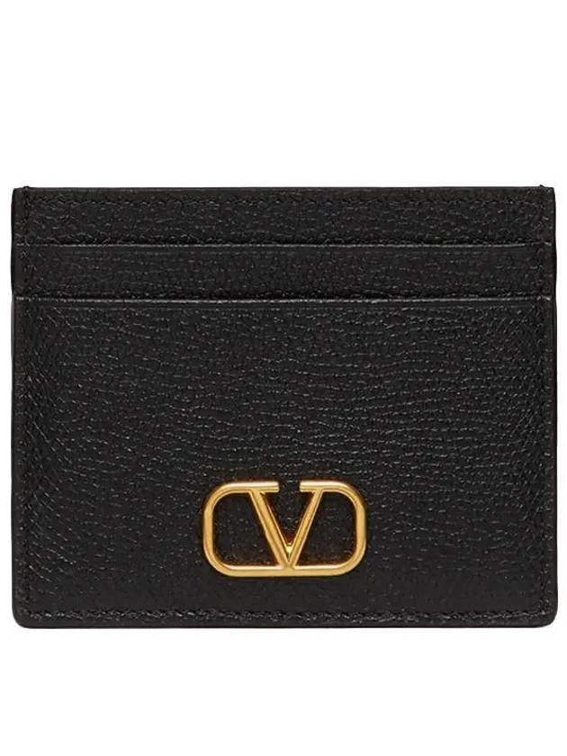 V Logo Signature Card Wallet Black - VALENTINO - BALAAN 2