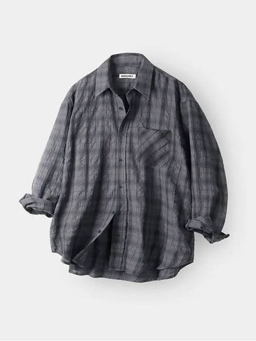 Breed Wrinkle Check Shirt Charcoal - INDUST - BALAAN 1