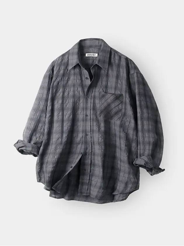 Breed Wrinkle Check Long Sleeve Shirt Charcoal - INDUST - BALAAN 10