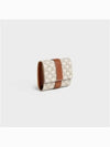 Triomphe Canvas Lambskin Trifold Small Half Wallet White Tan - CELINE - BALAAN 3