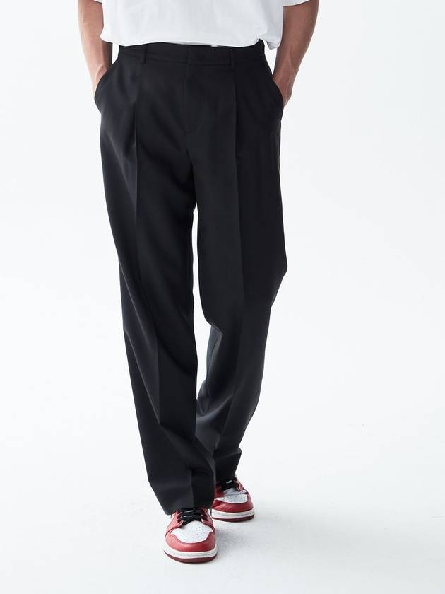 semi-wide one-tuck wool slacks black - INTERSECTION - BALAAN 2