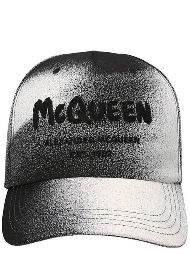 Spray Paint Effect Ball Cap Black Ivory - ALEXANDER MCQUEEN - BALAAN 1