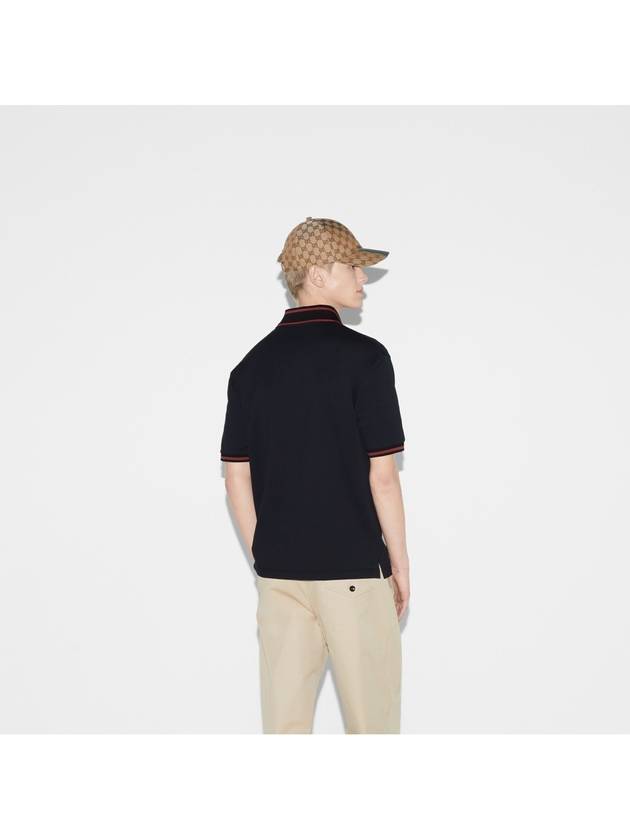 Logo Collar Cotton Polo Shirt Black - GUCCI - BALAAN 4