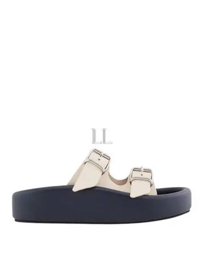 Contrast Platform Sole Strap Buckle Slippers Midnight Navy Cream - MAISON MARGIELA - BALAAN 2