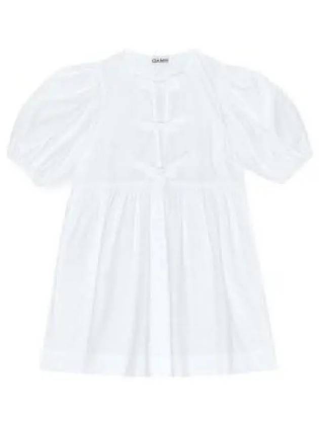 String Cotton Poplin Short Dress Bright White - GANNI - BALAAN 2