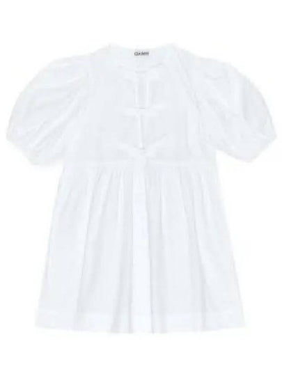 String Cotton Poplin Short Dress Bright White - GANNI - BALAAN 2