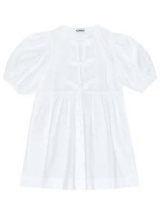 String Cotton Poplin Short Dress Bright White - GANNI - BALAAN 2