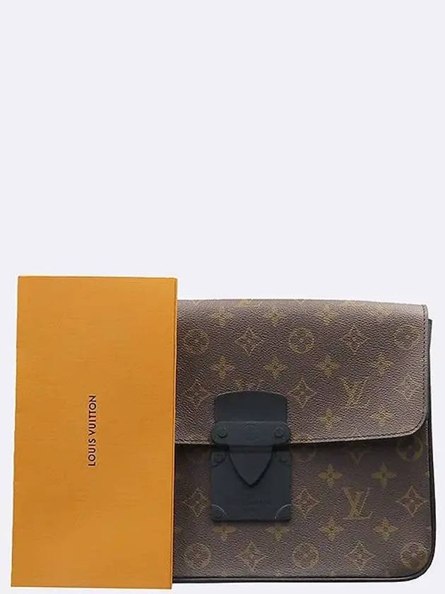 M80560 Monogram Macassar S Lock A4 Pouch and Clutch Wrist Strap Lost - LOUIS VUITTON - BALAAN 1