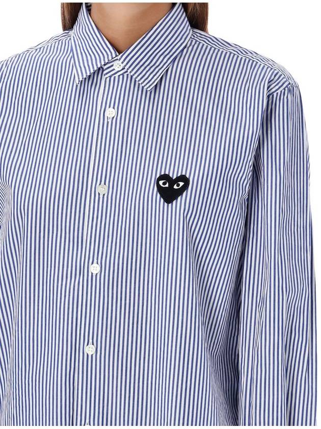 Comme Des Garçons Play Striped Shirt With Black Heart Patch - COMME DES GARCONS PLAY - BALAAN 3