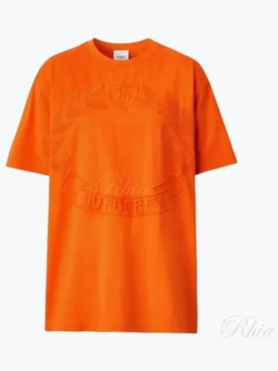 Embroidered Logo Short Sleeve T-Shirt Orange - BURBERRY - BALAAN 2